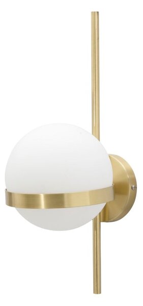 Lampada da Muro Glamy Circle 15x20x40 cm in Ferro e Vetro Oro e Bianco