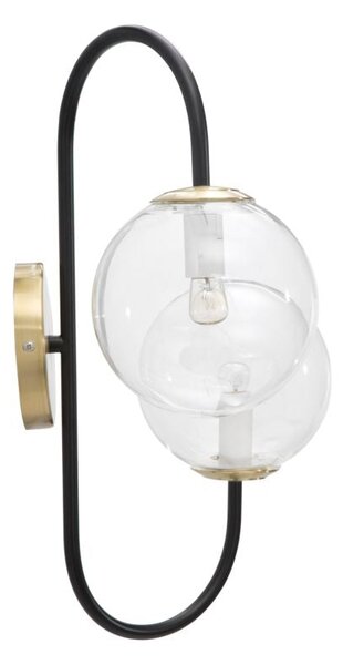 Lampada da Muro Iron Nero 36x24x45 cm in Ferro e Vetro Oro e Nero