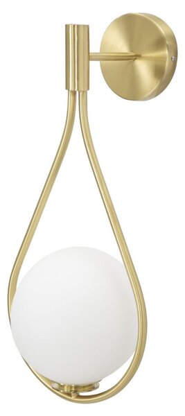 Lampada da Muro Glamy Drop 24x20x52 cm in Ferro e Vetro Oro e Bianco