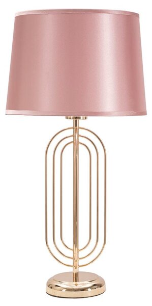 Lampada da Tavolo Krista Ø28x55 cm in Ferro PVC e Tessuto Oro e Rosa