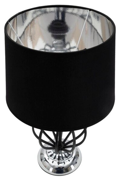 Lampada da Tavolo Darky Argento Ø28x44,5 cm in Ferro PVC e Tessuto Nero e Argento