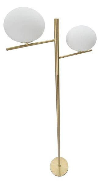 Lampada da Terra Oval Glamy 51x24x180 cm in Ferro e Vetro Oro e Bianco