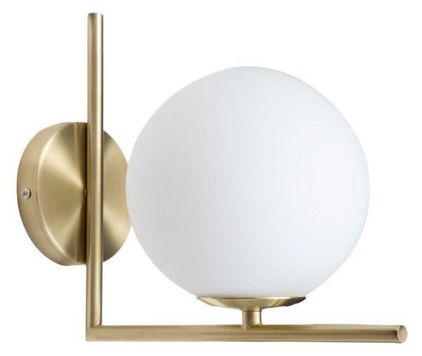 Lampada da Muro Glamy 15x25x22 cm in Ferro e Vetro Bianco e Oro