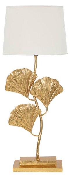 Lampada da Tavolo Glamy Ø33x81 cm in Ferro e Tessuto Oro e Bianco