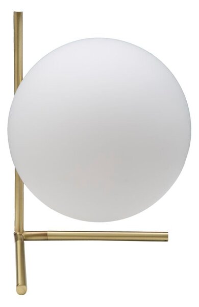 Lampada da Tavolo Glamy Low 25x25x27 cm in Ferro e Vetro Bianco e Oro