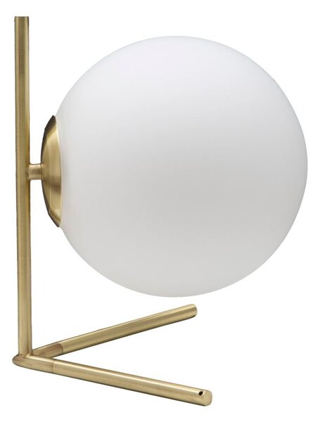 Lampada da Tavolo Glamy Low 25x25x27 cm in Ferro e Vetro Bianco e Oro