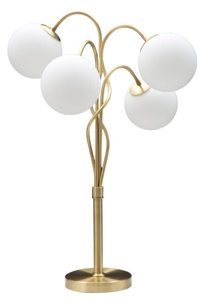 Lampada da Tavolo Glamy 4 Light Ø53x74 cm in Ferro e Vetro Bianco e Oro