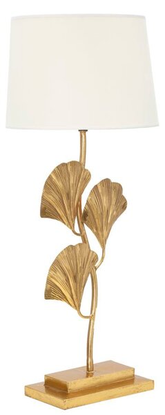 Lampada da Tavolo Glamy Ø33x81 cm in Ferro e Tessuto Oro e Bianco