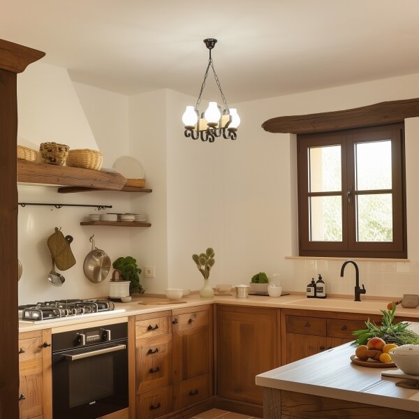 Brilagi - Lampadario a sospensione con catena QUEEN 4xE14/40W/230V faggio