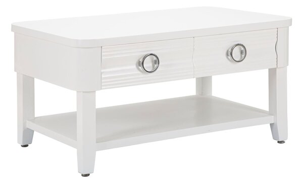 Tavolino da Caffè 90x47x60 cm in Legno MDF e Metallo Bianco