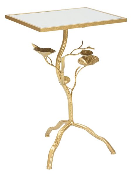 Tavolino Tisty 40x60x30 cm in Ferro e MDF Oro