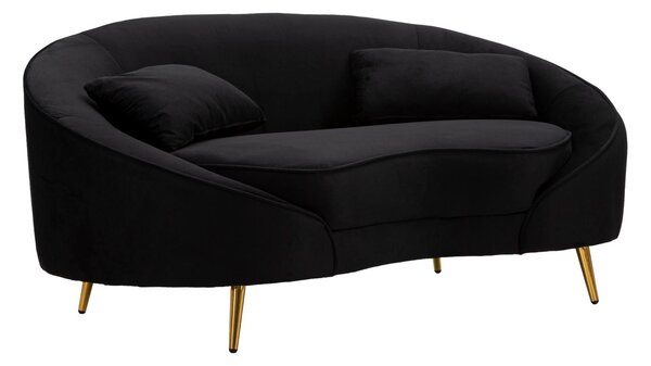Divanetto 2 Posti Oslo con Cuscini Nero 148x68x84 cm in Poliestere Nero/Oro