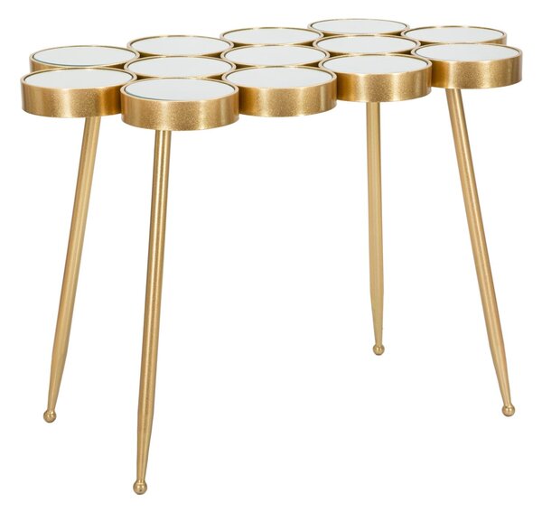 Tavolino Buttle 100x70x55 cm in Ferro e MDF Oro