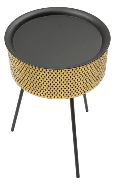 Tavolino Basso Ø40x65 cm in Metallo Oro e Nero