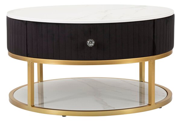 Tavolo da Caffe' Montpellier Nero Ø 75x36 cm in Ferro Legno