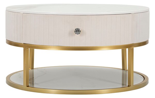 Tavolo da Caffe' Montpellier Crema Ø 75x36 cm in Ferro Legno