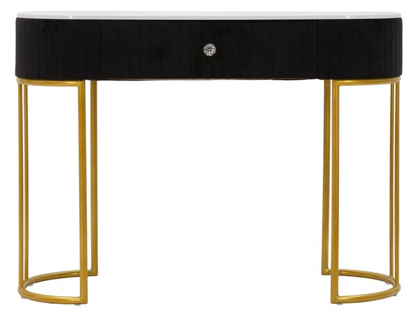 Consolle Fissa 1 Cassetto 100x43x74 cm in Metallo e Tessuto Imbottito Nero