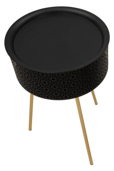 Tavolino Basso Ø40x65 cm in Metallo Nero