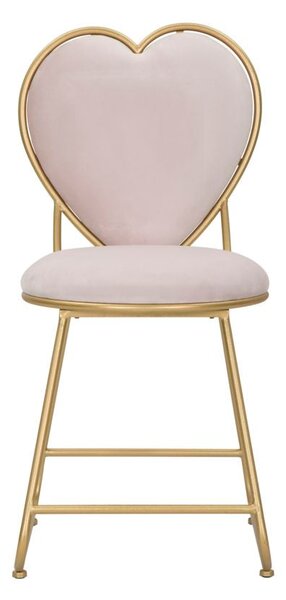 Sedia con Schienale a Cuore 37x47x80 cm in Metallo e Tessuto Imbottito