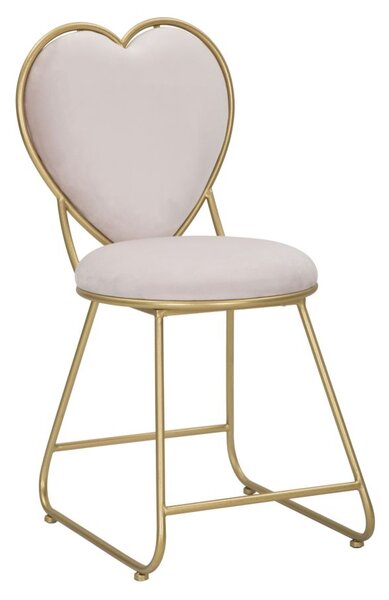 Sedia con Schienale a Cuore 37x47x80 cm in Metallo e Tessuto Imbottito