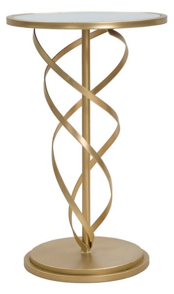 Tavolinetto Glam Spiral Ø38x61,5 cm in Ferro MDF e Vetro Oro e Multicolor