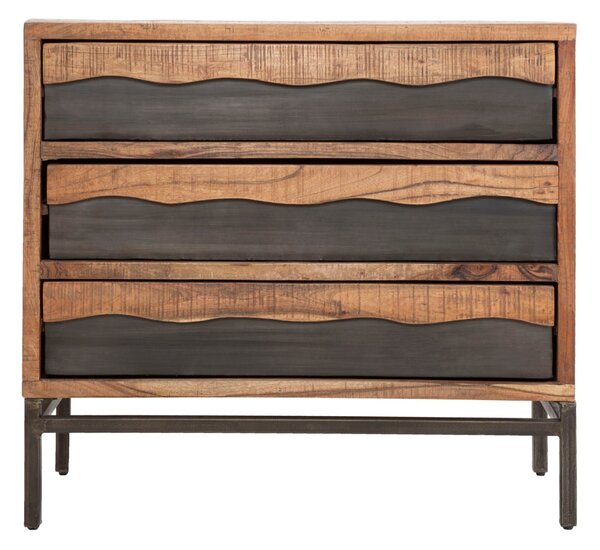 Comò Yellowstone 88x45x80 cm in Legno di Acacia e in Ferro Marrone e Nero