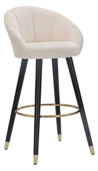 Sgabello Bar Prague Crema 55x56x104 cm Legno e Spugna Crema Oro e Nero