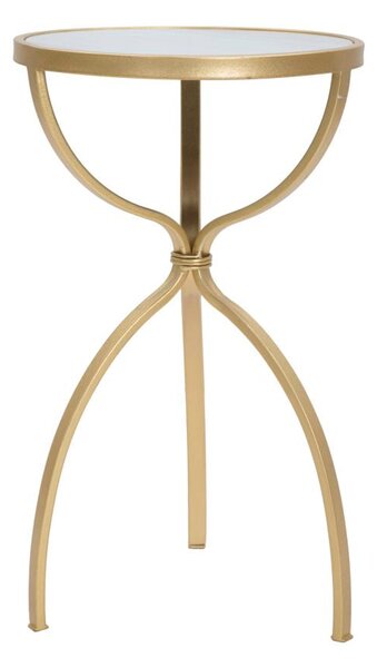Tavolinetto Glam Tridh Ø32,5x55 cm in Ferro MDF e Vetro Oro e Multicolor