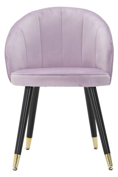 Sedia Loty Rosa 57x58x80 cm in Legno e Velluto Rosa Nero e Oro