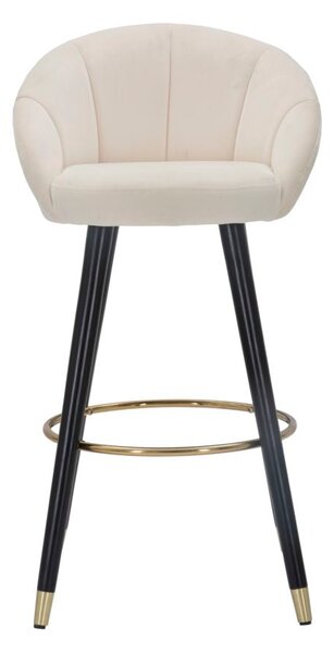 Sgabello Bar Prague Crema 55x56x104 cm Legno e Spugna Crema Oro e Nero