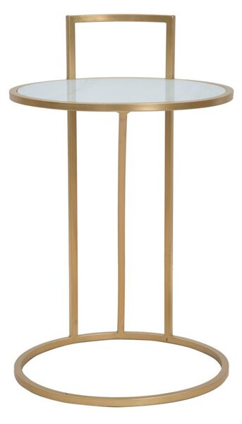 Tavolinetto Glam Sofy Ø38x61 cm in Ferro MDF e Vetro Oro e Multicolor