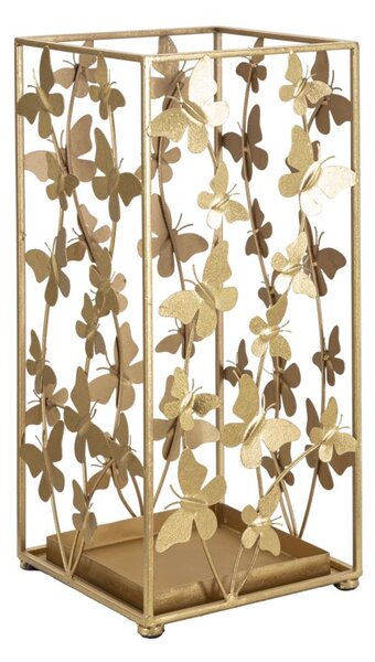 Porta Ombrelli Butterfly 22,5x22,5x48,5 cm in Ferro Oro