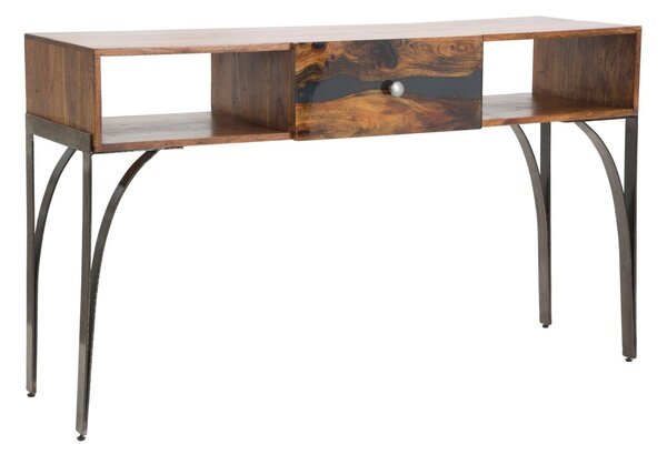 Console Mustang 130x40x80 cm in Legno di Acacia e in Ferro Marrone e Grigio