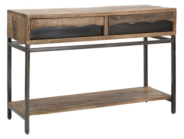 Console Yellowstone 118x40x80 cm in Legno di Acacia e Ferro Marrone e Nero
