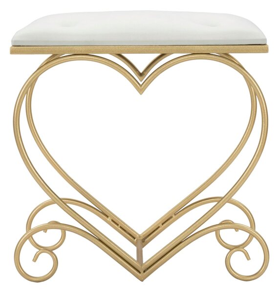 Sgabello Heart Crema 50x37,5x51,5 cm in Ferro e MDF e Spugna e Poliestere Oro e Rosa