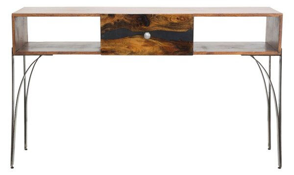 Console Mustang 130x40x80 cm in Legno di Acacia e in Ferro Marrone e Grigio