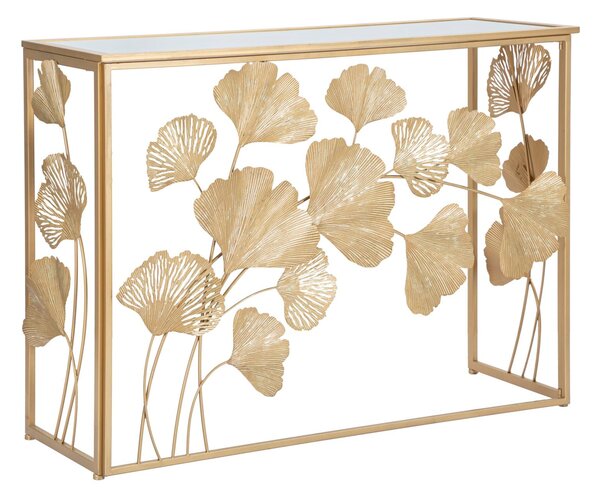 Console in Ferro Leaf 108x36,5x80 cm in Ferro MDF e Specchio Oro