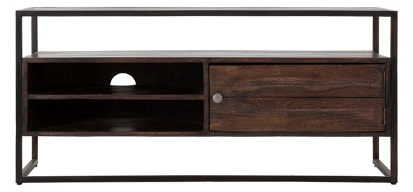 Porta Tv Burn 120x40x55 cm in Legno di Acacia e in Ferro Marrone