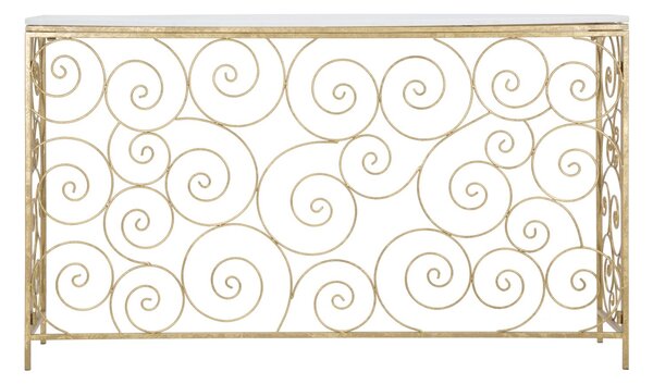 Consol Spiral 140x36x82 cm in Ferro e Marmo Oro e Bianco