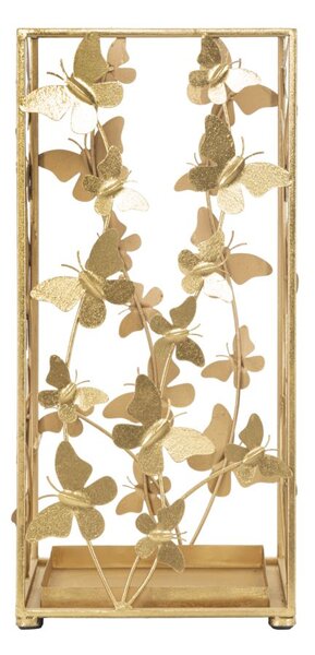 Porta Ombrelli Butterfly 22,5x22,5x48,5 cm in Ferro Oro