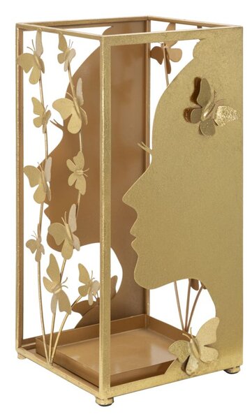 Porta Ombrelli Glam Face 24x22,5x48,5 cm in Ferro Oro