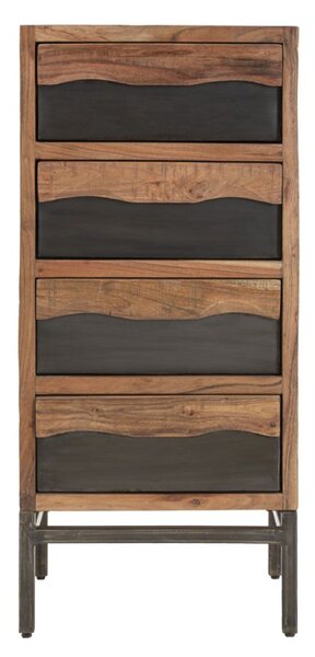 Cassettiera Yellowstone 45x40x100 cm in Legno di Acacia e in Ferro Marrone e Nero