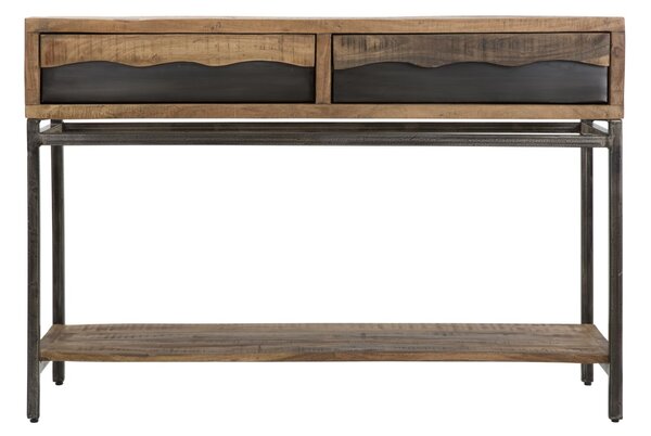 Console Yellowstone 118x40x80 cm in Legno di Acacia e Ferro Marrone e Nero