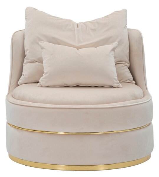 Poltrona Paris Space Crema/Oro Ø84x72 cm in Legno e Spugna Verde e Oro