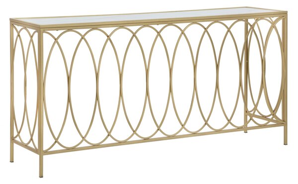 Console Arc Similmarble 160x40x79 cm in Ferro MDF e Vetro Oro e Crema