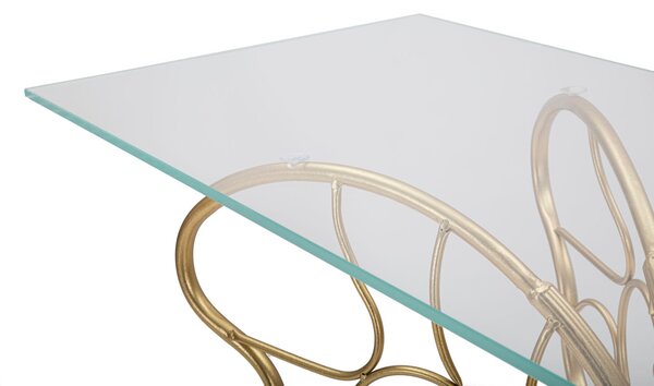 Console Butterfly 110x40x76 cm in Ferro e Vetro Oro