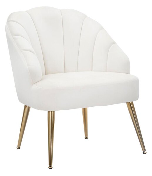 Poltrona Shell Crema 65x69x84 cm in Legno Spugna Poliestere e Acciaio Crema e Oro