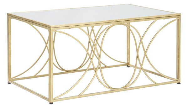 Tavolo da Caffé Exy 90x60x45 cm in Ferro e Specchio Oro e Argento