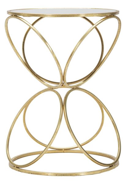 Tavolinetto Circly Ø38x53 cm in Ferro e Specchio Oro e Argento