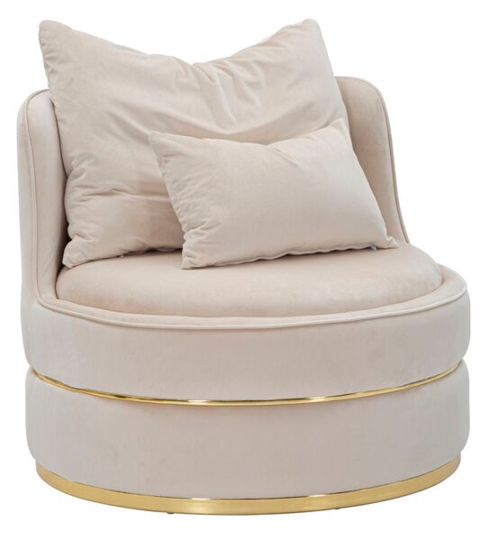 Poltrona Paris Space Crema/Oro Ø84x72 cm in Legno e Spugna Verde e Oro